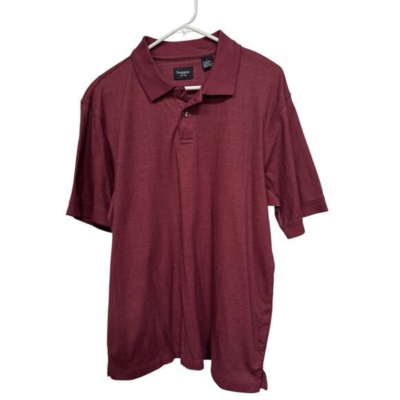 Haggar Large Collared Mens Polo Shirt Office Career Red Basic Short Sleeve Dad - Picture 2 of 7